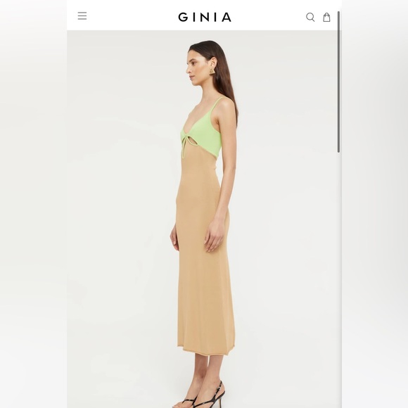 GINIA VENICE KEYHOLE DRESS IN SAND/PISTACHIO - Picture 9 of 15